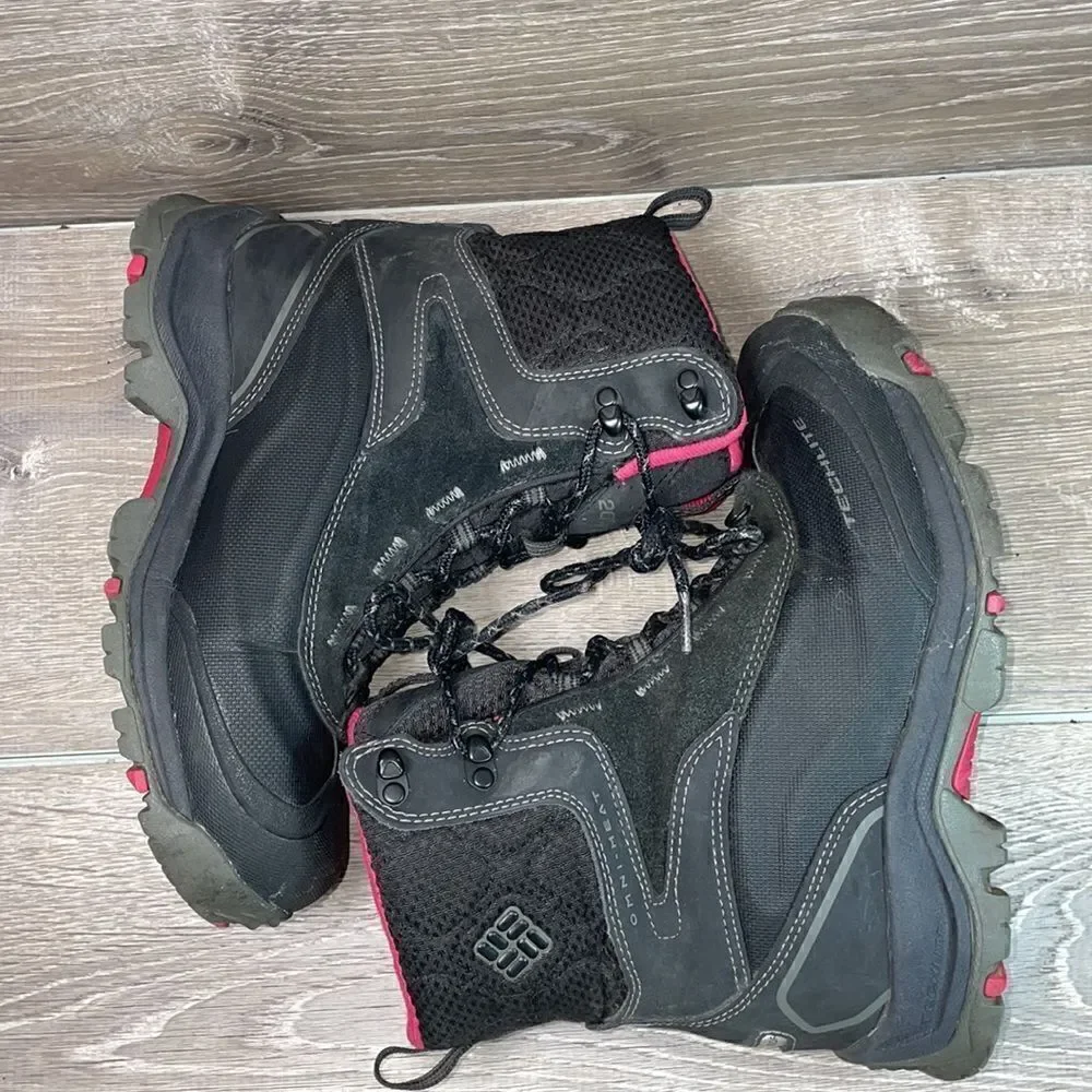 Columbia Bugaboot Techlite Women’s Sz 7 Black Pink Warm 200g Waterproof Boots